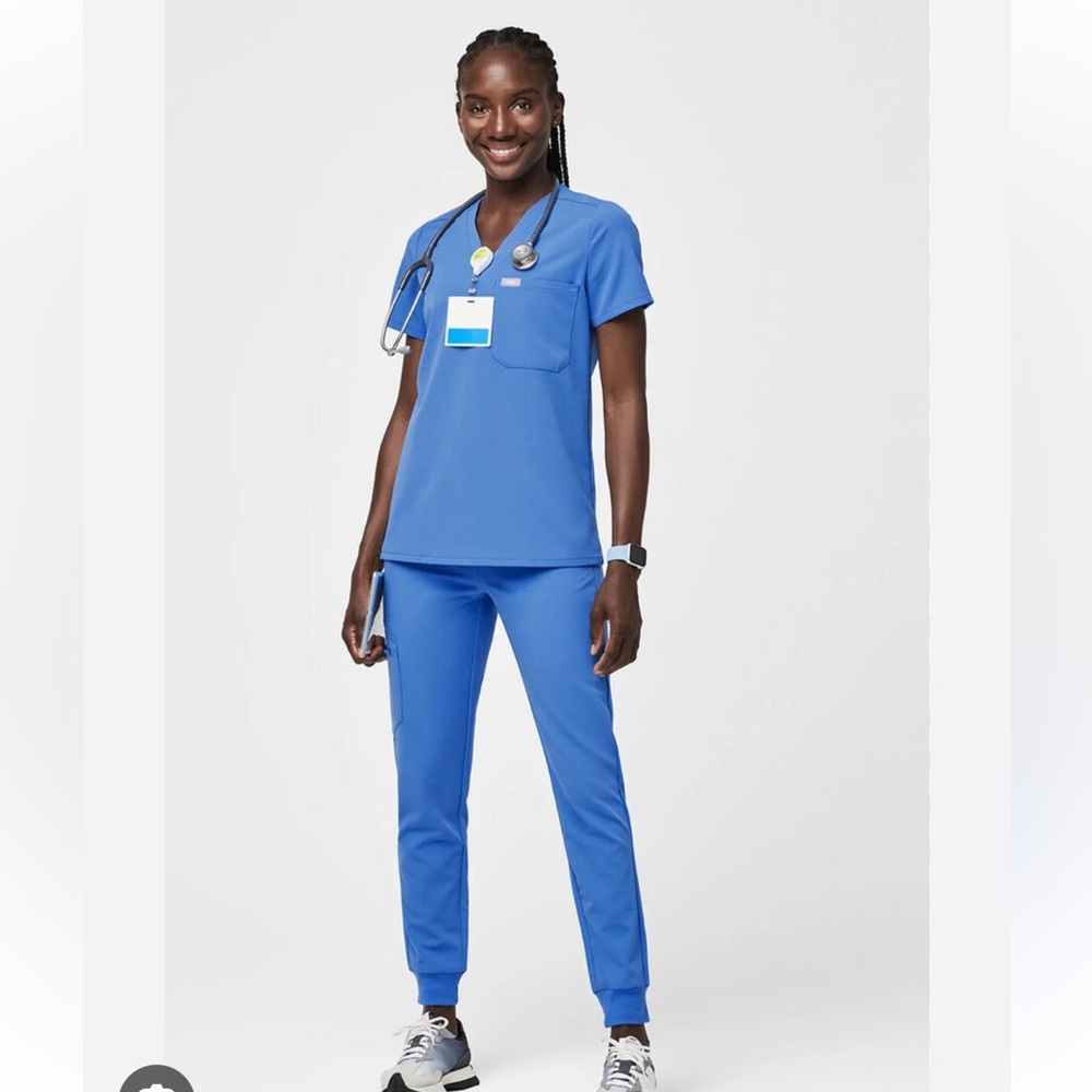 FIGS CAPRI BLUE SCRUB TOP - S